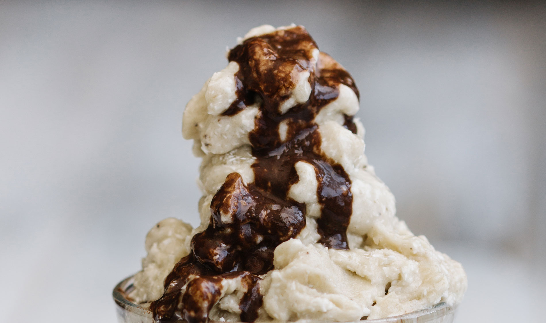 Banana “Nice Cream” With Date Carob Sauce